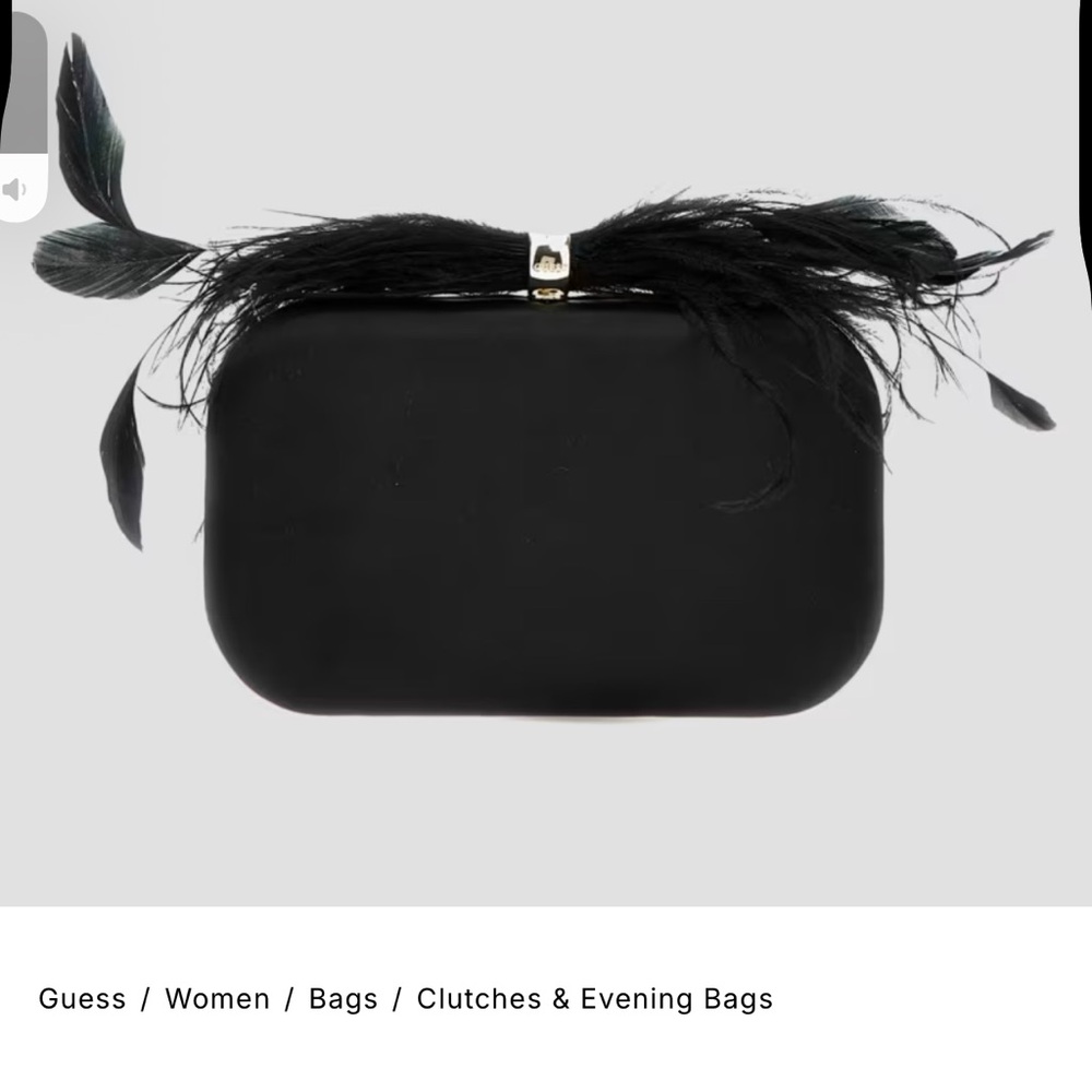 Guess Black Feathered Clutch